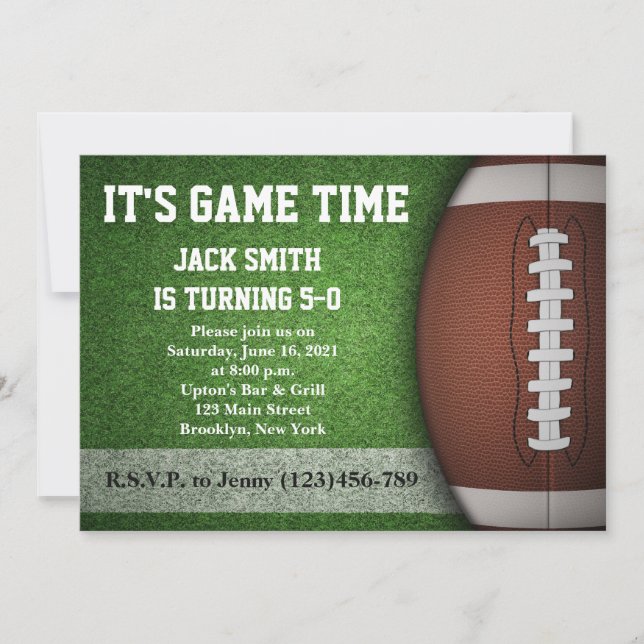 Man Football Custom Birthday Invitation (Front)