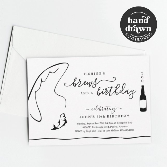 Man Funny Fishing & Beer Birthday Retirement Party Invitation (Creator Uploaded)