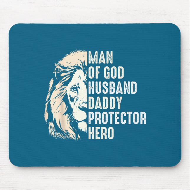 Man God Husband Daddy Protector Graphic Art Mouse Mat (Front)