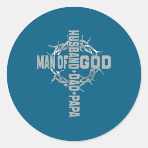 Man God Religious Christian Cross Classic Round Sticker