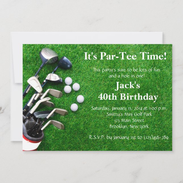 Man Golf Birthday Invitation (Front)