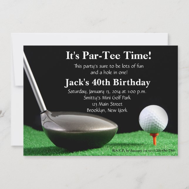 Man Golf Birthday Invitation (Front)