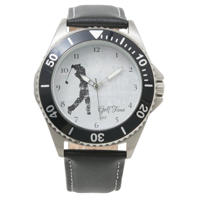 *~* Man Golfing Golf Course Pond Tree Golfer Watch (Front)