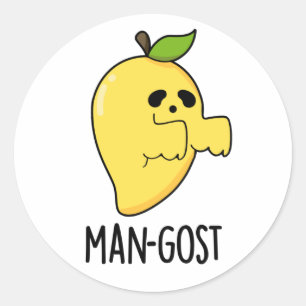 Man-gost Funny Halloween Mango Ghost Pun  Classic Round Sticker