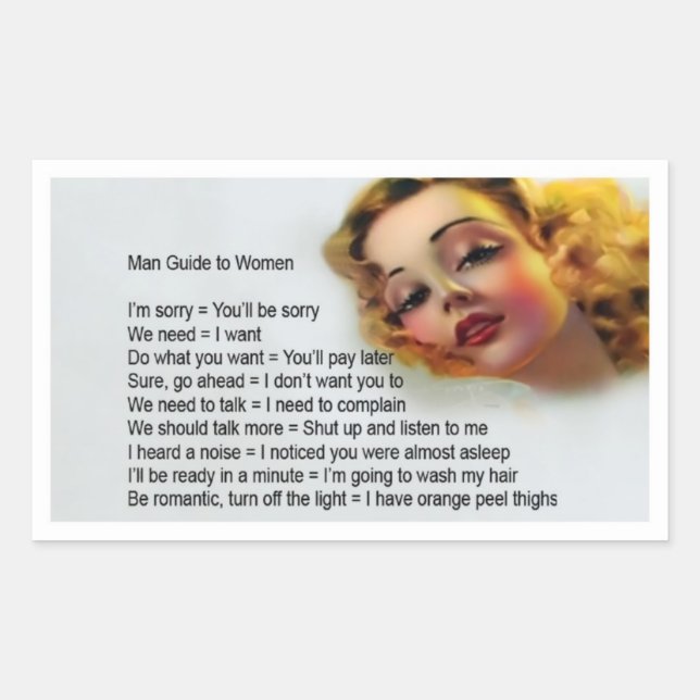 Man Guide To Woman Rectangular Sticker (Front)