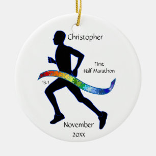 Man Half Marathon Runner Puzzle Rainbow Ornament