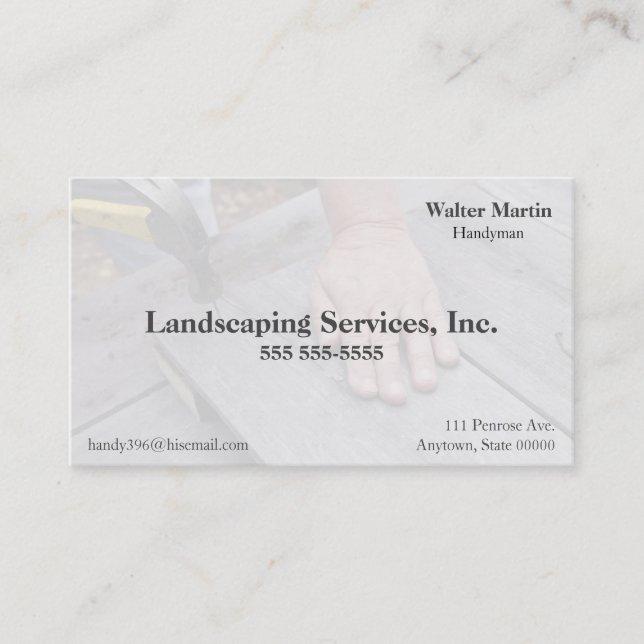 Man hammering nails business card (Front)