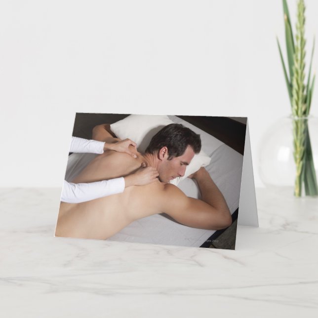 Man having a back massage from woman card (Front)