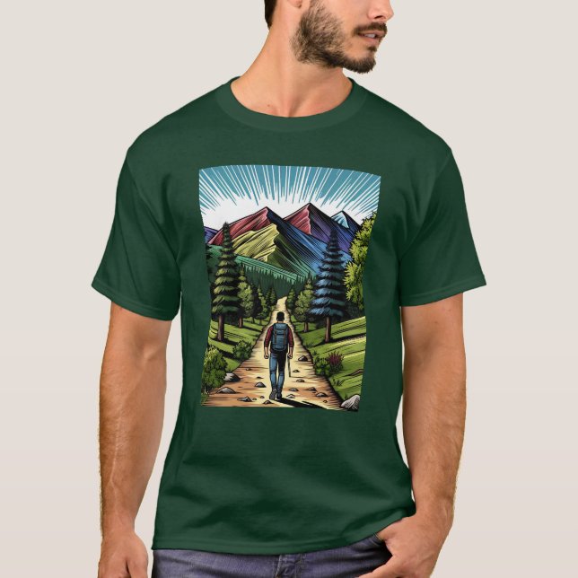 Man Hiking the Trails T-Shirt (Front)