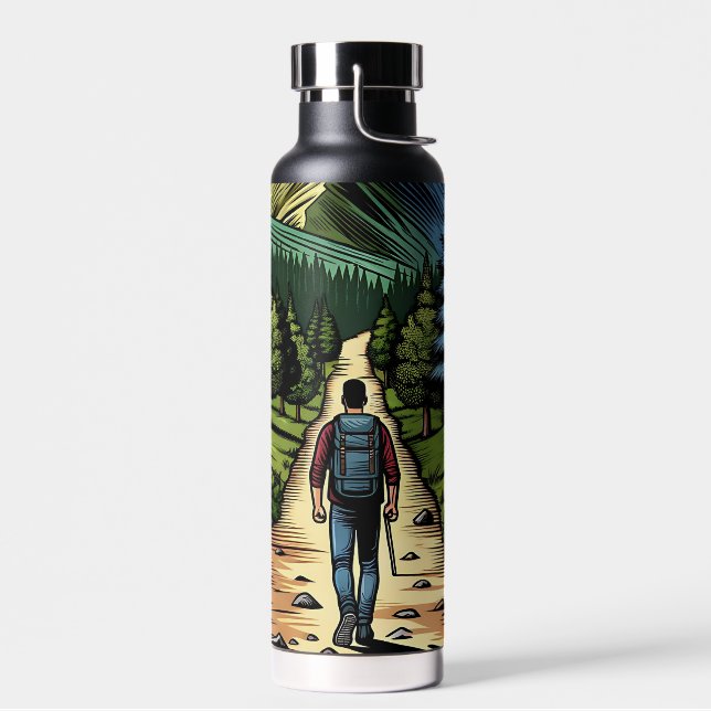 Man Hiking the Trails Water Bottle (Left)