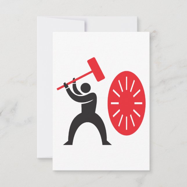 Man Hitting A Gong Invitations (Front)