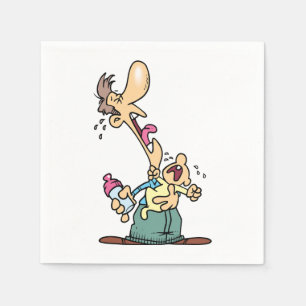 Man Holding A Crying Baby Paper Napkins