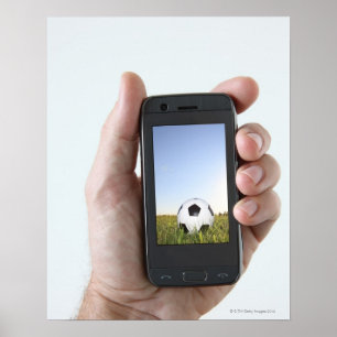 Man holding a mobile phone poster
