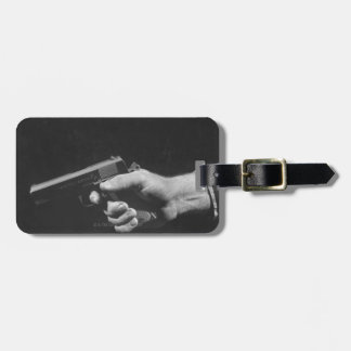 Man Holding Gun Luggage Tag