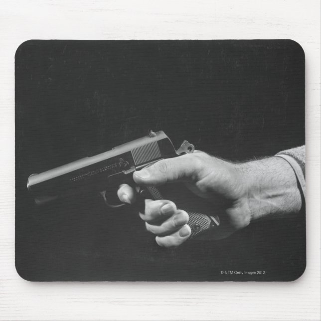 Man Holding Gun Mouse Mat (Front)