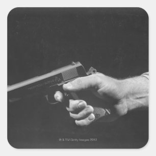 Man Holding Gun Square Sticker