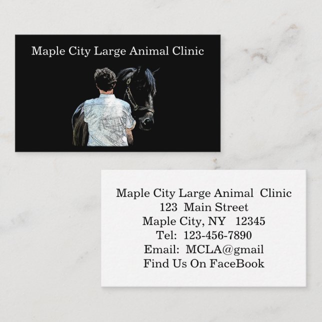 Man Holding Horse Dark Business Cards (Front/Back)