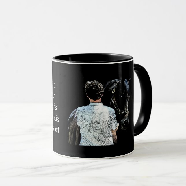 Man Holding Horse Dark Coffee Mug (Front Right)