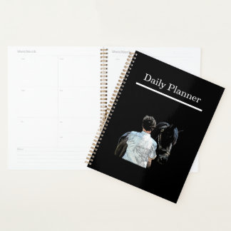 Man Holding Horse Dark Daily Planner