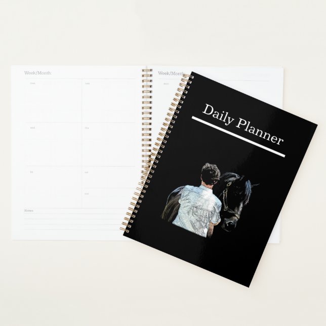 Man Holding Horse Dark Daily Planner (Display)
