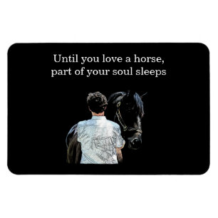 Man Holding Horse Dark Flexible Photo Magnet