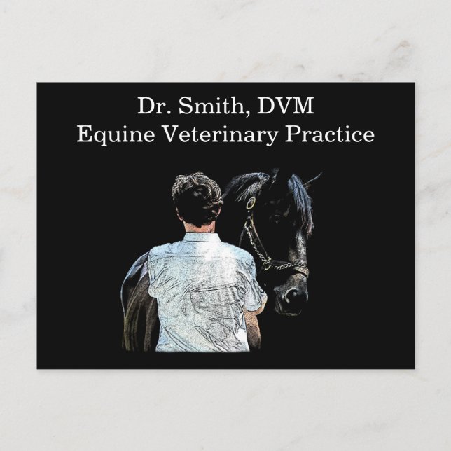 Man Holding Horse Dark Postcard (Front)