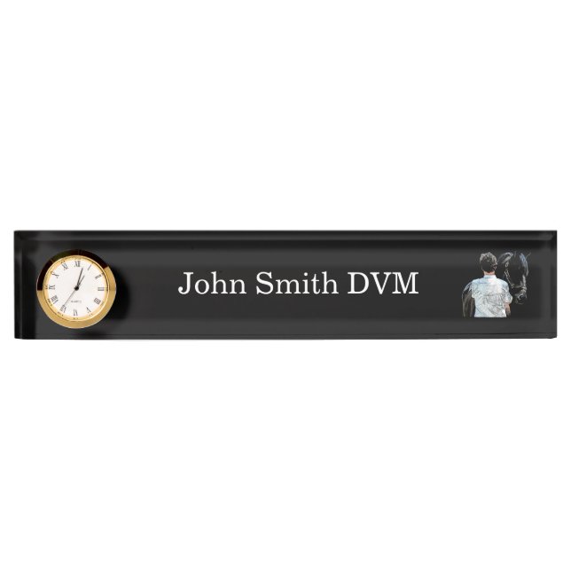 Man Holding Horse Desk Name Plate (Front)