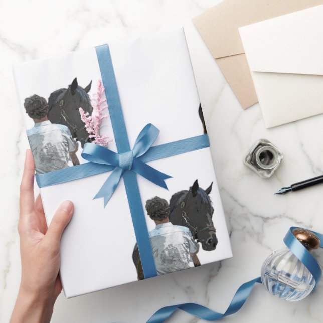 Man Holding Horse Light Wrapping Paper (Gifting)