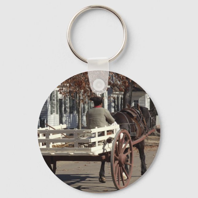 Man, Horse and Wagon Colonial Williamsburg Key Ring (Front)