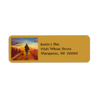 Man & Hunting Dog Walking @ Sunset Address Labels