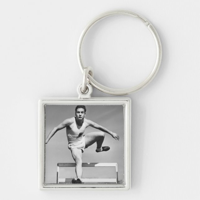 Man Hurdling Key Ring (Front)
