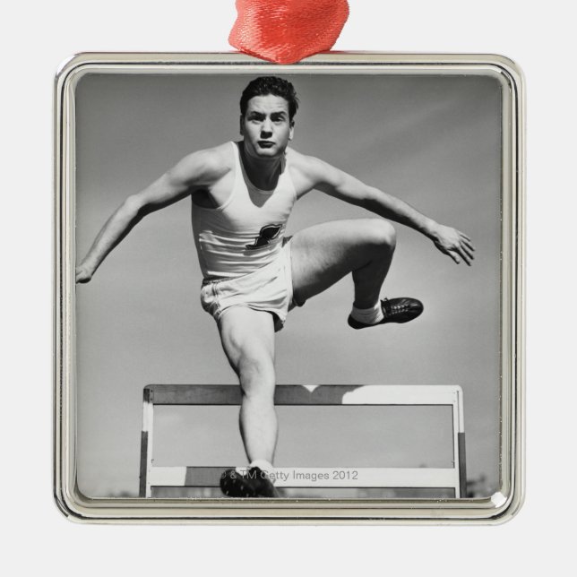 Man Hurdling Metal Tree Decoration (Front)