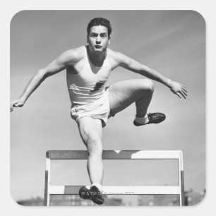 Man Hurdling Square Sticker