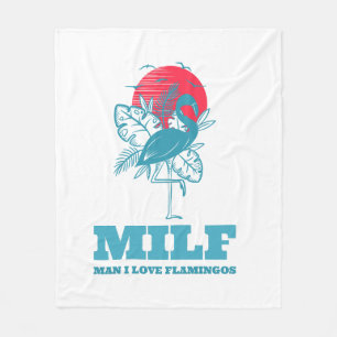 Man I Love Flamingos Fleece Blanket