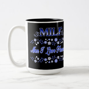 Man I Love Flowers Blue Text Two-Tone Coffee Mug