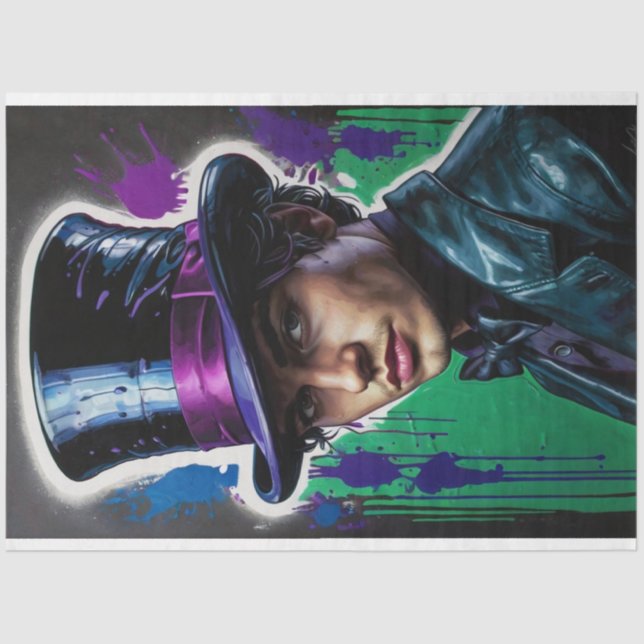 Man in a Top Hat  Surrealism and Pop Art Decoupage Tissue Paper (Front)