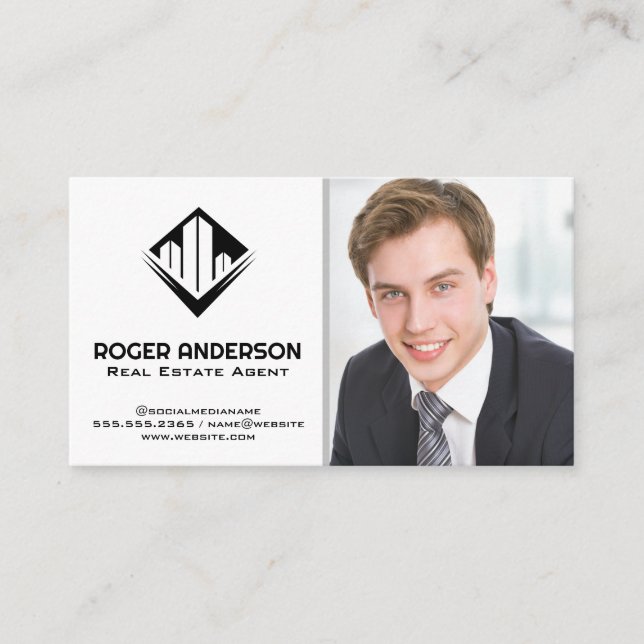 Man in Business Suit | Real Estate Logo Business Card (Front)