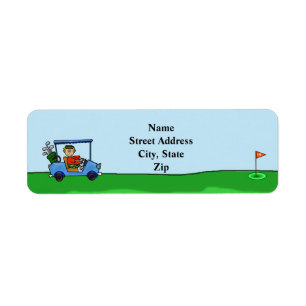 Man in Golf Cart Return Address Label