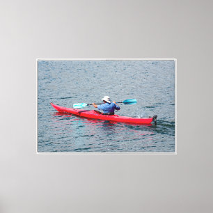 Man in Kayak Paddling to Nowhere Canvas Print