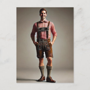 Man in Lederhosen Postcard