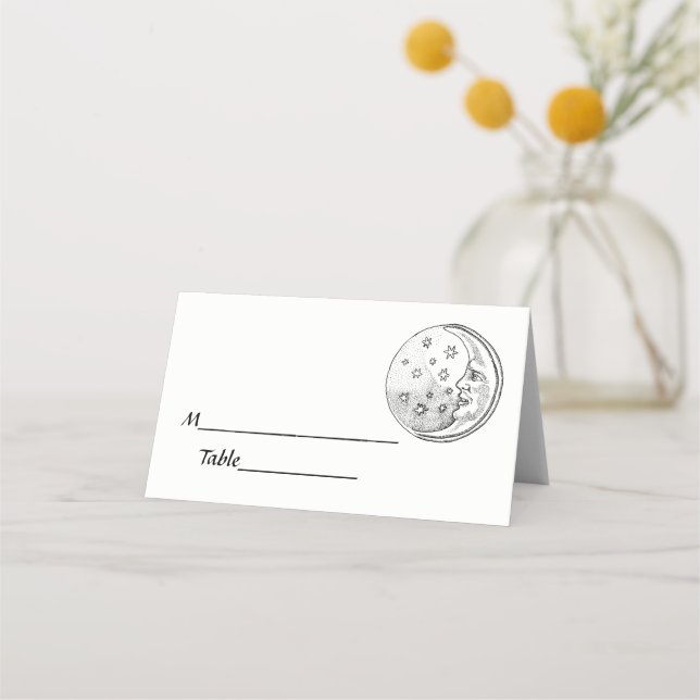 Man in Moon Stars Escort Cards Place Cards (Back)