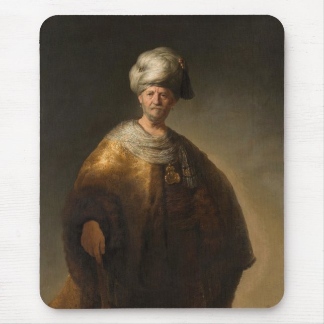 Man in Oriental Costume, by Rembrandt van Rijn Mouse Mat (Front)