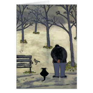 Man in Park, Cat and Bird