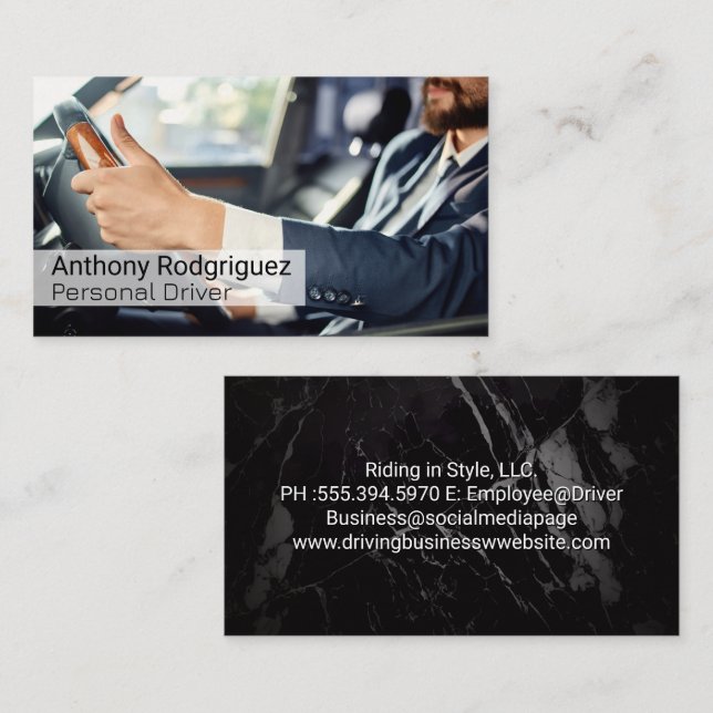 Man in Suit Driving Luxury Vehicle Business Card (Front/Back)