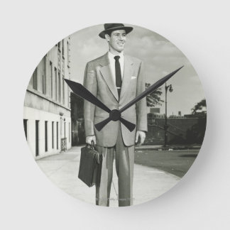 Man in Suit Round Clock