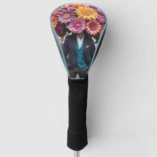 Man In Suit With Head Covered In Flowers Golf Head Cover