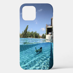 Man in swimming pool in the morning iPhone 12 case