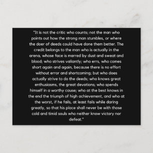 Man In The Arena Theodore Roosevelt Postcard