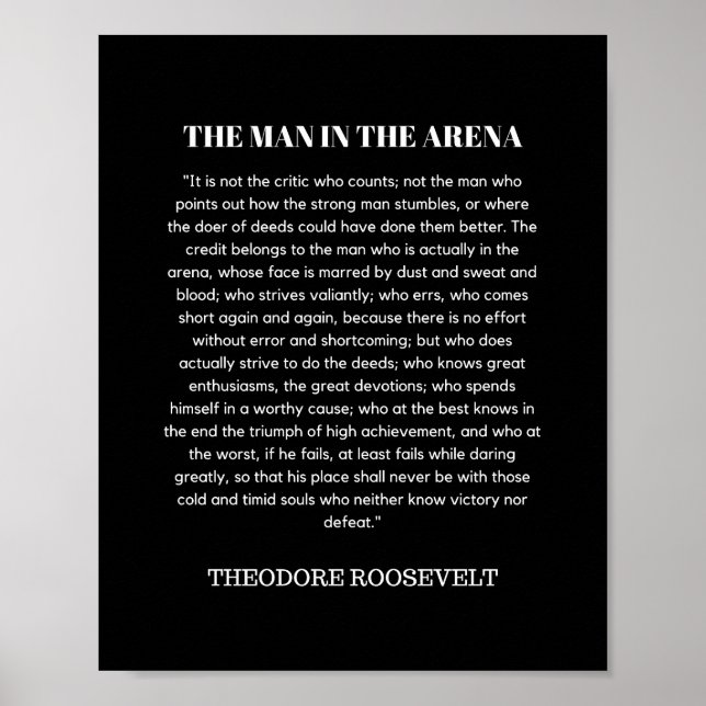 Man In The Arena Theodore Roosevelt Poster (Front)