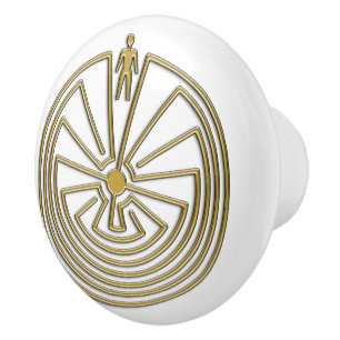 MAN IN THE MAZE gold + your backgr. & ideas Ceramic Knob